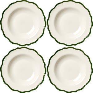 Decotique Fleur Kulho 23 cm 4 Kpl Setti Valkoinen/Tummanvihreä