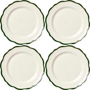 Decotique Fleur -sivulautanen 21 cm, 4 kpl, valkoinen/tummanvihreä