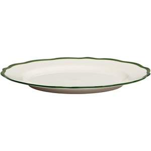 Decotique Fleur -lautanen 28 Cm, 4 Kpl, Valkoinen/tummanvihreä