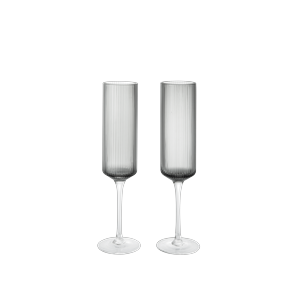 Ferm Living Ripple samppanjalasit 15cl, 2 kpl, savunharmaa