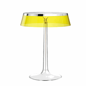 Flos Bon Jour Table Lamp Chrome Frame and Yellow Shade