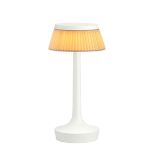 Flos Bon Jour Unplugged Table Lamp White Body and Fabric Shade