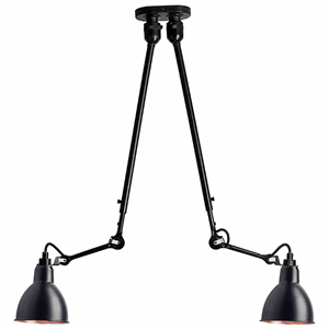 Lampe Gras N302 ceiling lamp Double mat black & mat black & copper