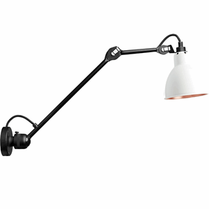 Lampe Gras N304 L40 wall lamp mat black & mat white/copper hardwired