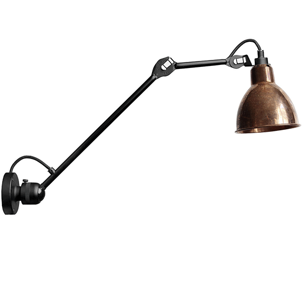 Lampe Gras N304 L40 wall lamp mat black & raw copper hardwired