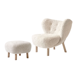 &Tradition Little Petra VB1 Armchair Sheepskin Moonlight/White Oiled Oak Incl. ATD1 Puf