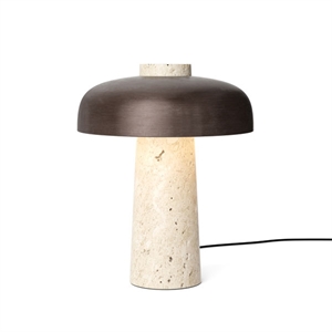MENU Reverse Table Lamp Travertine & Bronzed Brass