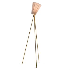 Northern Oslo Wood Floor Lamp Gold Base & Beige Shade