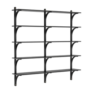 Swedese Levi -hylly 180 Cm, 5 Hyllyä, Messinki/mustaksi Petsattu Saarni