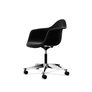 Vitra Eames muovinen PACC-työtuoli kääntyvällä täysin verhoiltu musta/Hoopsak F60