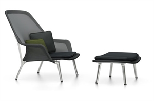 Vitra Slow Chair & Ottoman Tricot/ Black/ Polished