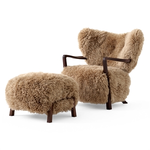 &Tradition Wulff ATD2 Armchair Sheepskin Honey 50 mm/Oiled Walnut Incl. ATD3 Puff