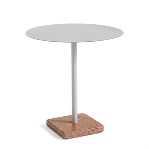 HAY Terrazzo Outdoor Cafe Table Ø70 Sky Grey/ Red Terrazzo