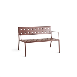 HAY Balcony Lounge Bench with Armrest Iron Red