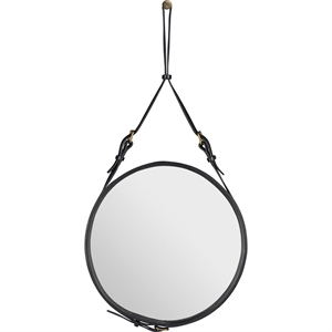 GUBI Adnet Wall Mirror Circular Black Leather Ø45 cm