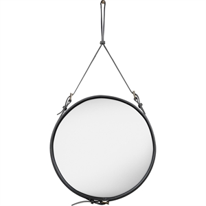 GUBI Adnet Wall Mirror Circular Black Leather Ø58 cm