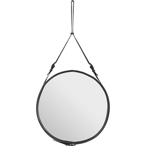 GUBI Adnet Wall Mirror Circular Black Leather Ø70 cm