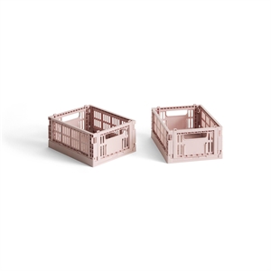HAY Colour Crate -säilytyslaatikko, Minikokoinen, 2 Kpl, Vaaleanpunaista