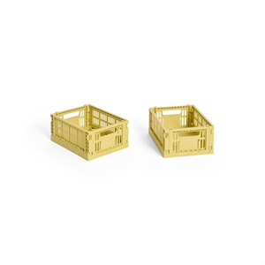 HAY Colour Crate -säilytyslaatikko, Minikokoinen, 2 Kpl, Pölynkeltainen