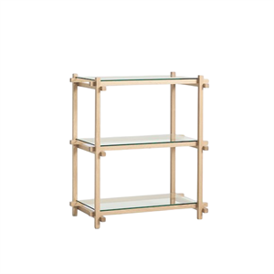 HAY Woody Shelving 2.0 -kirjahylly pieni, mantelinharmaa/lasi
