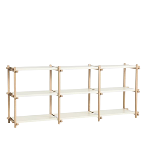 HAY Woody Shelving 2.0 -hyllykkö, Matala, Mantelinvärinen, Valkoinen/teräs