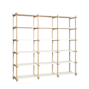 HAY Woody Shelving 2.0 -kirjahylly, suuri, mantelinvärinen, valkoinen/teräs