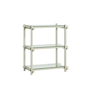 HAY Woody Shelving 2.0 -kirjahylly pieni, savunharmaa/lasi