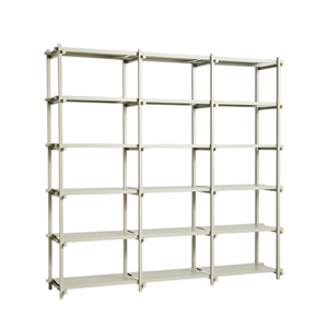 HAY Woody Shelving 2.0 -kirjahylly, Suuri, Savunharmaa/teräs