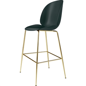 GUBI Beetle Bar Stool 75 Conic Base Brass Semi Matt/ Dark Green