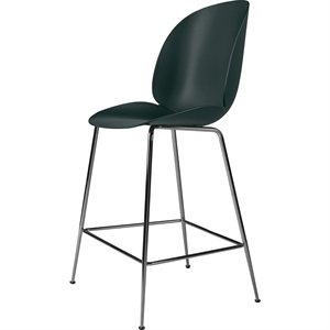 GUBI Beetle Bar Stool 65 Conic Base Black Chrome/ Dark Green