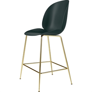 GUBI Beetle Bar Stool 65 Conic Base Brass Semi Matt/ Dark Green