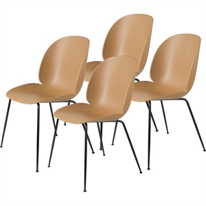 GUBI Beetle Dining Chair Conic Base/ Matt Black/ Amber Brown 4 Pcs.