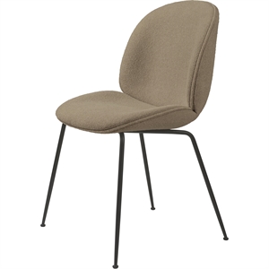 GUBI Beetle Dining Chair Upholstered Conic Base Matt Black/ Light Boucle 003