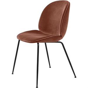 GUBI Beetle Dining Chair Upholstered Conic Base Matt Black/ Velvet 641 Rusty Red