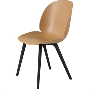 GUBI Beetle Dining Chair Black Plastic Base/ Amber Brown