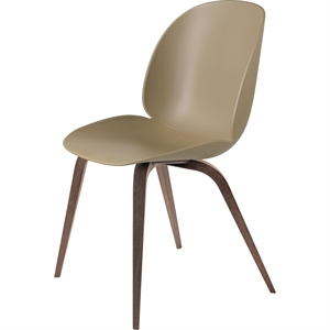 GUBI Beetle Dining Chair Wooden Base American Walnut Matt/ Pebble Brown