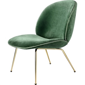 GUBI Beetle Armchair Upholstered Conic Base Brass Semi Matt/ Velvet 234 Bottle Green