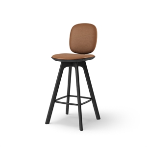 Brdr. Krüger Pauline Comfort Bar Stool H75 Oak Black Lacquered/Brandy Leather