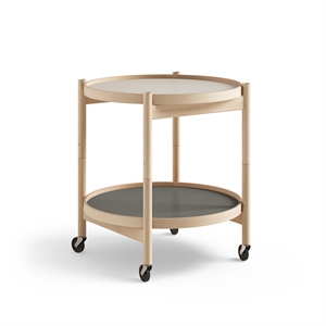 Brdr. Krüger Bølling Tray Table Ø50 Oiled Beech Wood with Plates in Gray/Dark Gray