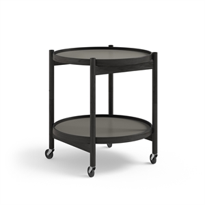 Brdr. Krüger Bølling Tray Table Ø50 Oak Painted Black with Plates in Gray/dark Gray