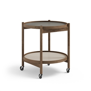 Brdr. Krüger Bølling Tray Table Ø50 Smoked Oak with Plates in Gray/Dark Gray