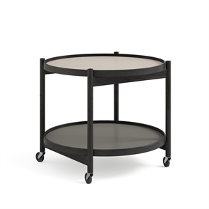 Brdr. Krüger Bølling Tray Table Ø60 Oak Painted Black with Plates in Gray/dark Gray