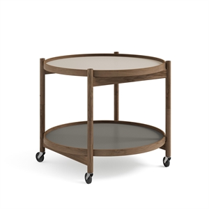 Brdr. Krüger Bølling Tray Table Ø60 Smoked Oak with Plates in Gray/Dark Gray