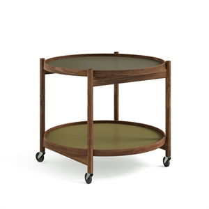 Brdr. Krüger Bølling Tray Table Ø60 Walnut with Plates in Green/ Dark Green