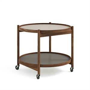 Brdr. Krüger Bølling Tray Table Ø60 Walnut with Plates in Gray/Dark Gray