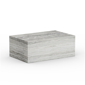 NORR11 Cubism Coffee Table Large Silver Travertine