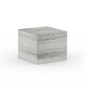 NORR11 Cubism Coffee Table Small Silver Travertine