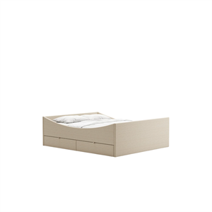RYE Kaareva Sängynrunko 4 Laatikolla 140x200 Vaaleanbeige