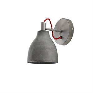 decode Heavy Wall Light Wall Lamp Dark Concrete w. Red Textile Cord