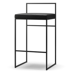 Baarituoli selkänojalla 80 cm musta/musta nahka